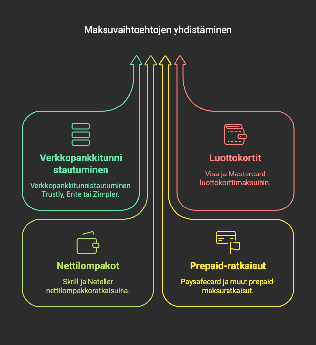 Millaisia maksutapoja yleensä löytyy?