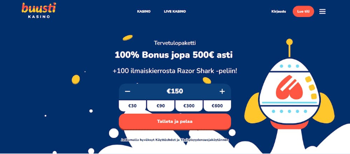 bonustarjous kuten buusti casino verkossa