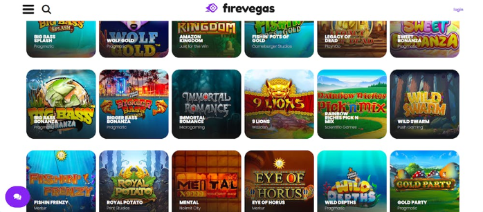 Firevegasin kasinon pelien aula
