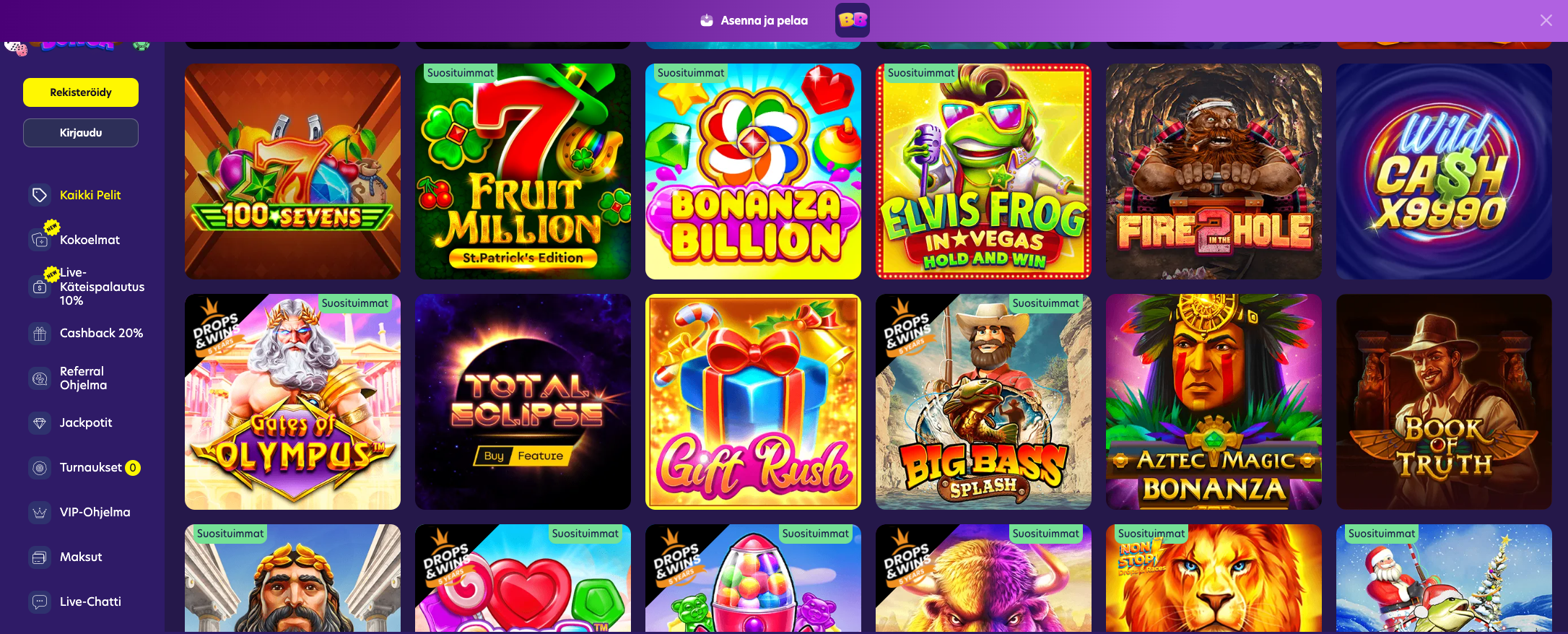 Bingo Bonga Casinon pelien aula